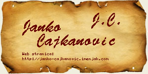 Janko Čajkanović vizit kartica